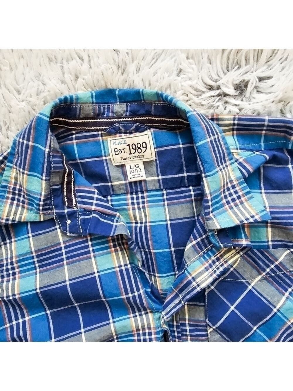3 For $10 The Children's Place Plaid Button Down Long Sleeve boy's size large - Picture 3 of 4